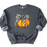 Checkered Pumpkin Bow Graphic Tee & Sweatshirt