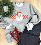 Checkered Santa Graphic Tee or Sweatshirt