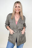 Hayden Los Angeles Womens Belted Cargo Jacket