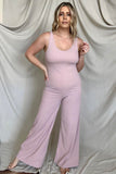 FawnFit Wide Leg Sleeveless Jumpsuit With Built-In Bra