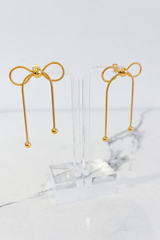 Natural Elements Gold Dangle Bow Earrings - ETA 2/16