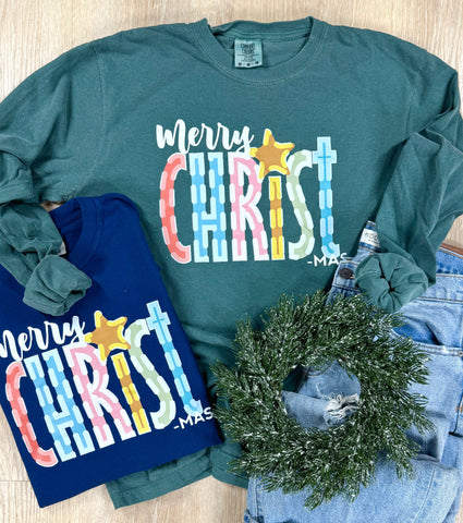 Plaid CHRISTmas Pastel Short or Long Sleeve Graphic Tees