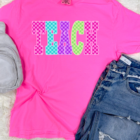 Checkered Teach Graphic Tee