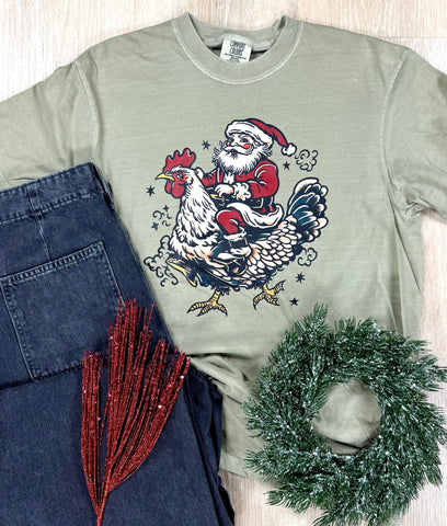 Christmas Rooster Short or Long Sleeve Graphic Tee