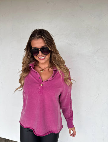 PREORDER- LONGER LENGTH- MARLEY SNAP BUTTON SWEATSHIRT