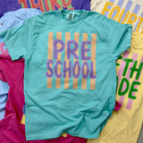 Stripes Back To School Grades Teacher Tee