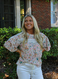 Floral Wide Sleeve Ruffle Top