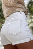 White Asymmetric Denim Shorts