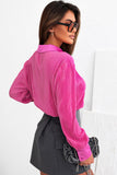 Pink V Neck Pleated Shirt