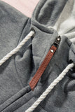 Half Zip Colorblock Pocket Patchwork Long Sleeve Hoodie