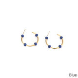 Willow Moon Retro Hand Enamel C-Shaped Hoop Earrings with Box