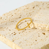 18K Gold Plated Cross Beaded Ring (With Box)