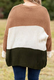 Color Block Tiered Knit Plus Size Sweater