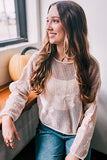 Taylor Tan Crochet Floral Sweater
