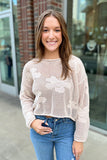 Taylor Tan Crochet Floral Sweater