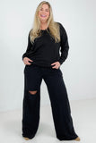 Zenana Distressed Knee French Terry Sweats With Pockets - New Colors