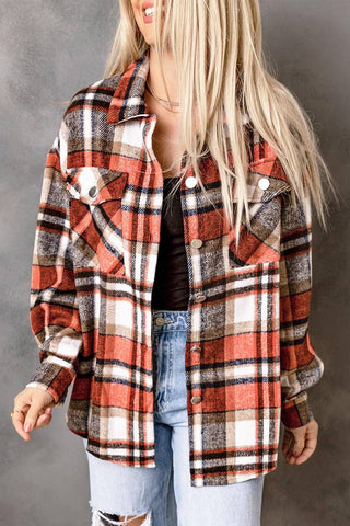 Chest Pockets Flannel Plaid Shacket
