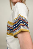 Cotton Bleu 90's Cotton Stripe Contrast Tee