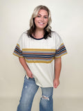 Cotton Bleu 90's Cotton Stripe Contrast Tee