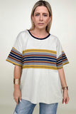 Cotton Bleu 90's Cotton Stripe Contrast Tee